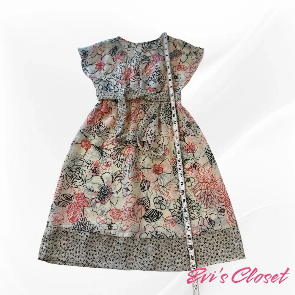 Limited Too Girls Dress  Beige Orange Black  Flowers  Spring Easter Sz 12